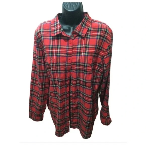 NWT Red Plaid Tartan Christmas Button Down Shirt - Picture 3 of 10